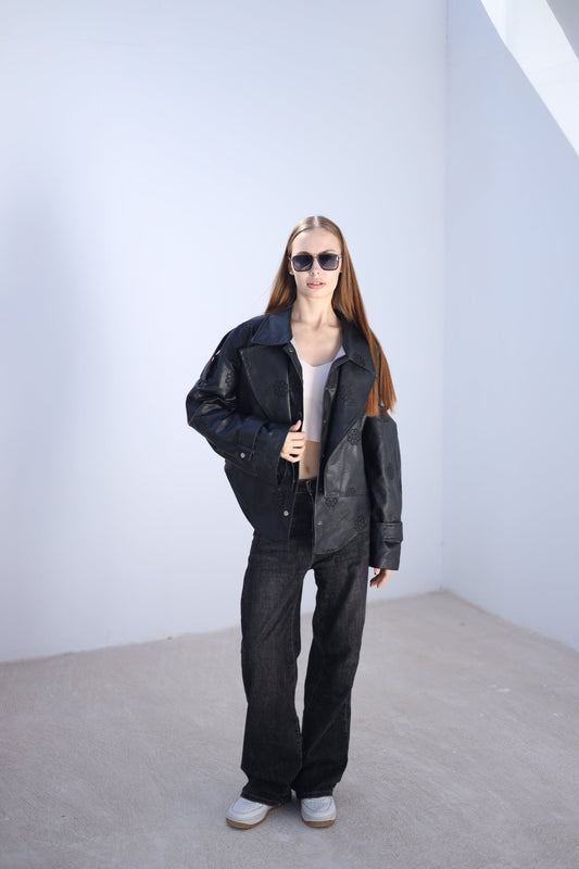 Amoréne Leather Jacket - Black - Ornaty