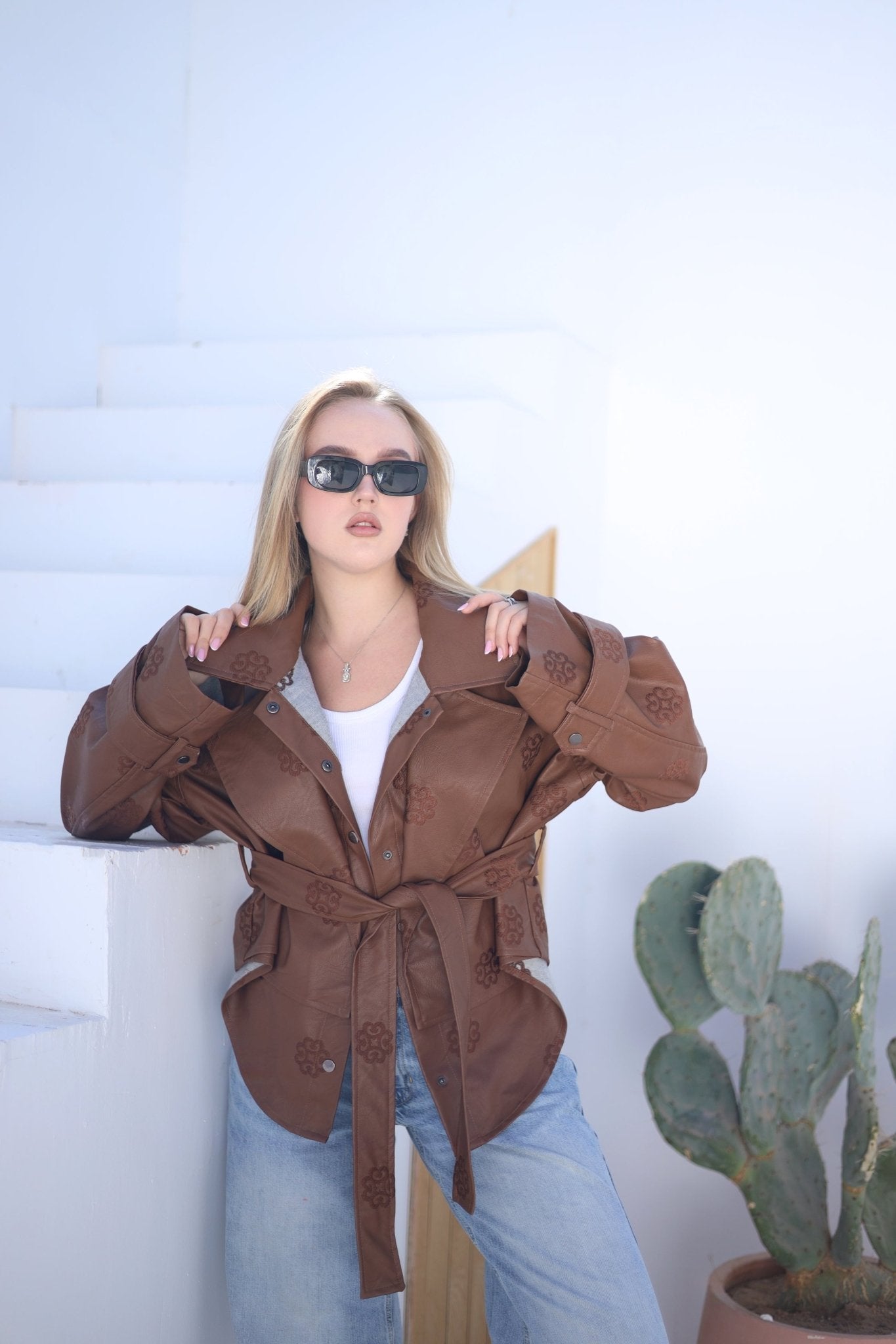 Amoréne Leather Jacket - Mocha Brown - Ornaty