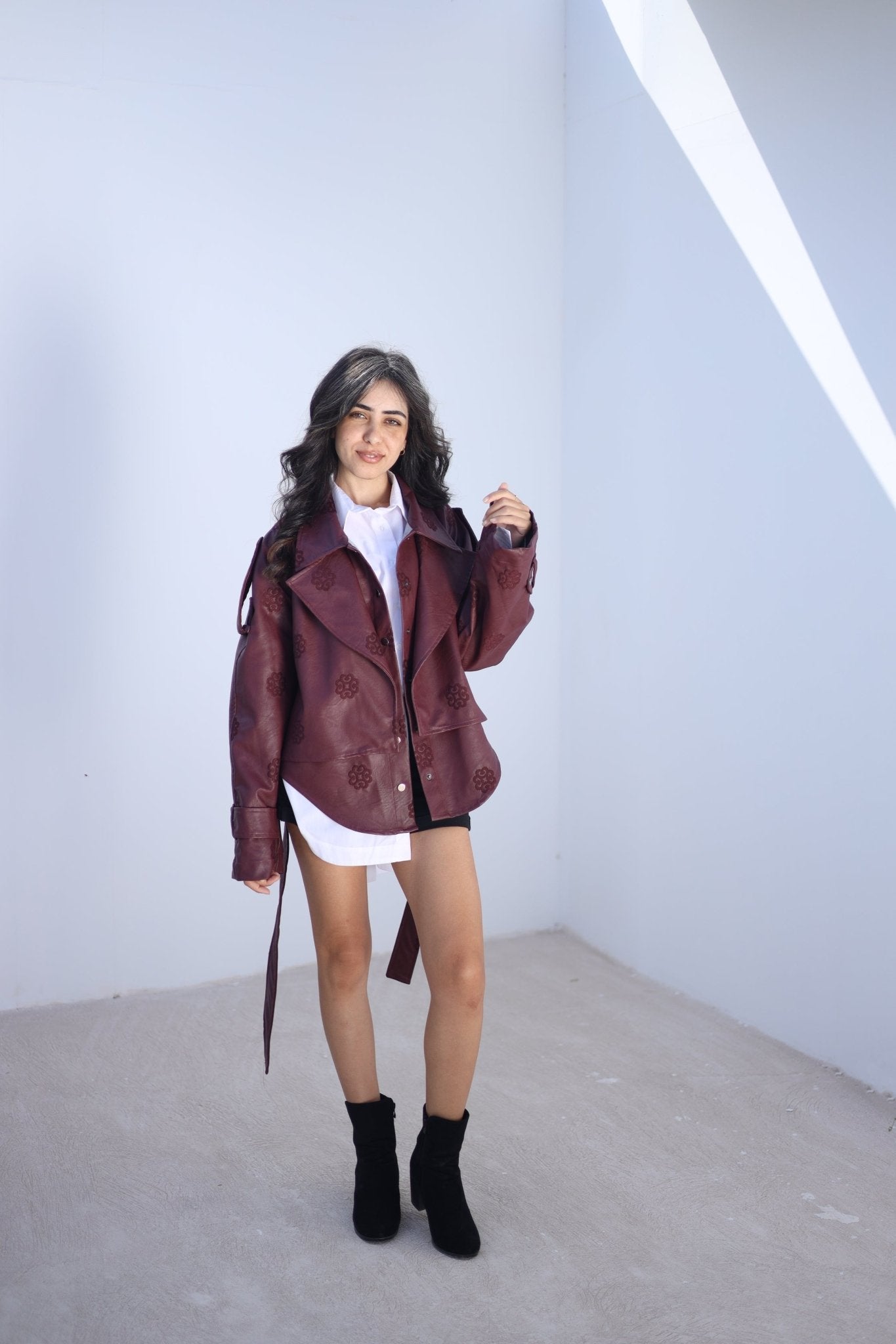 Amoréne Leather Jacket Plum Wine Mauve - Ornaty