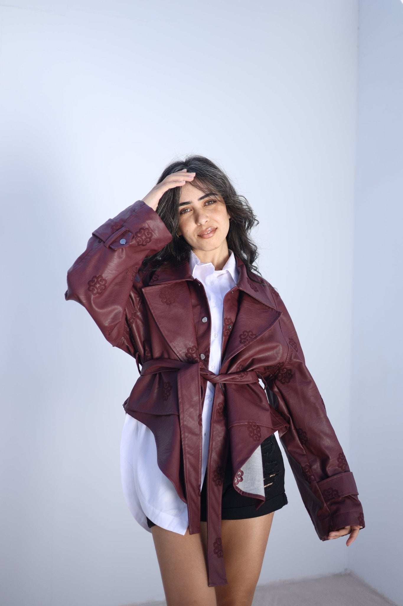 Amoréne Leather Jacket Plum Wine Mauve - Ornaty