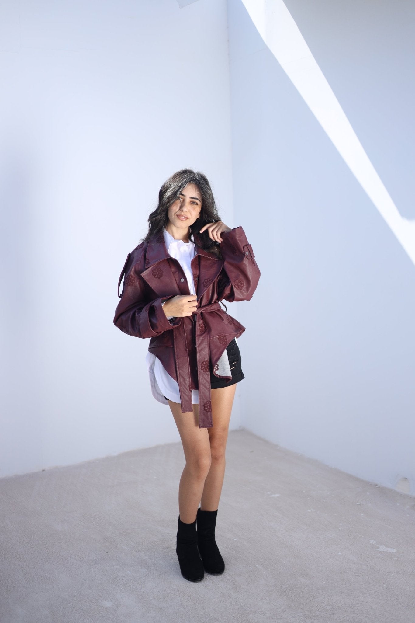 Amoréne Leather Jacket Plum Wine Mauve - Ornaty