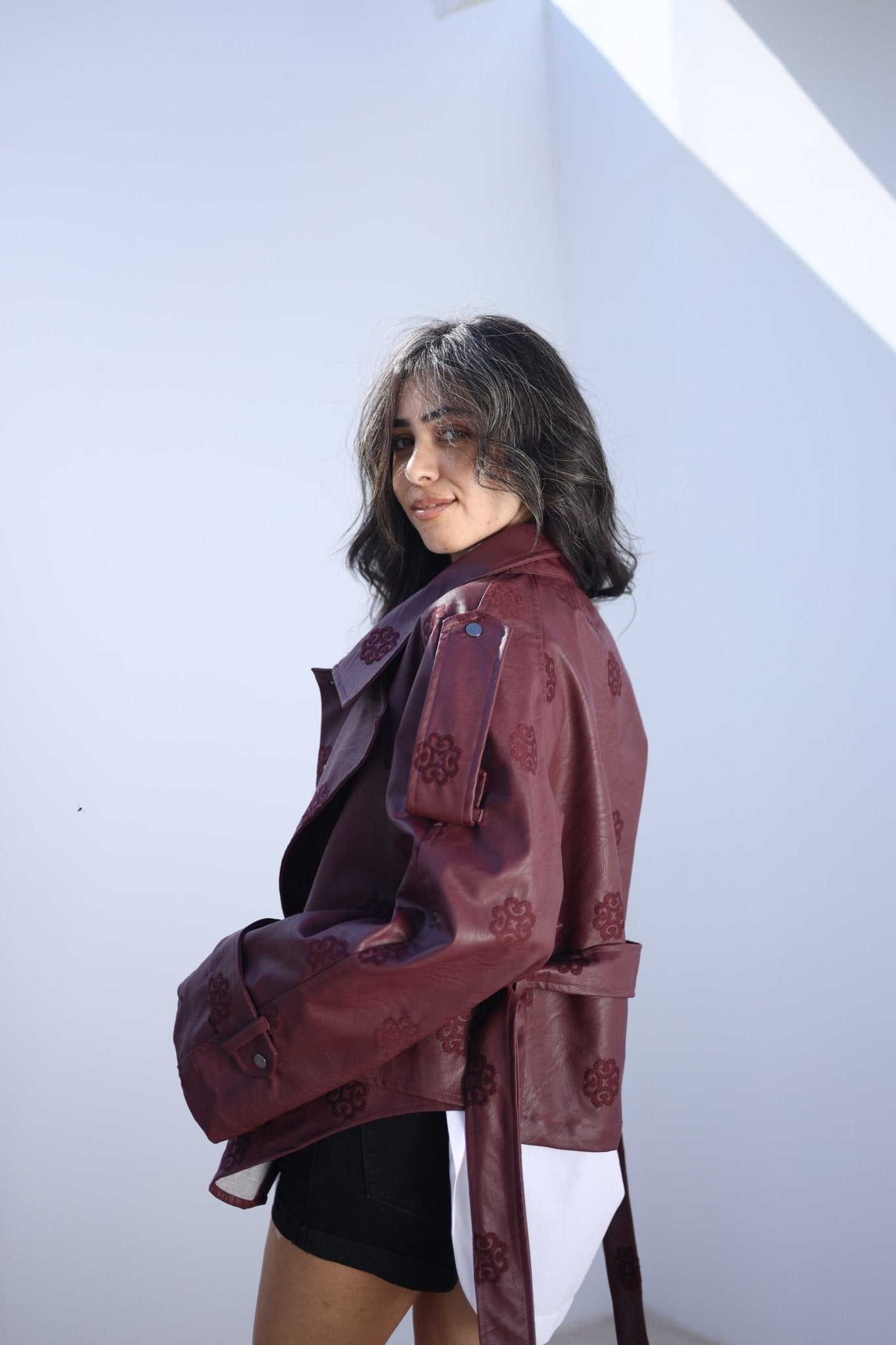Amoréne Leather Jacket Plum Wine Mauve - Ornaty