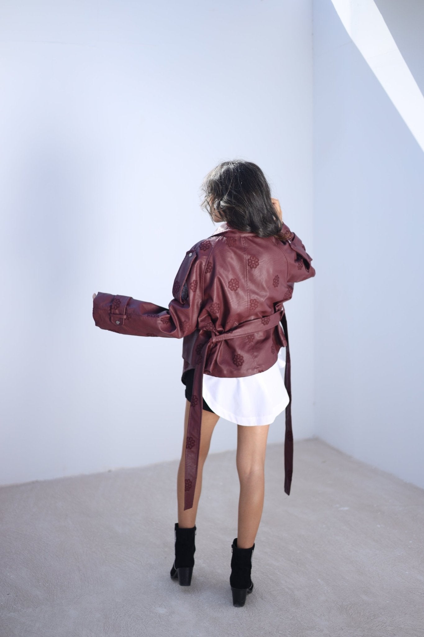 Amoréne Leather Jacket Plum Wine Mauve - Ornaty