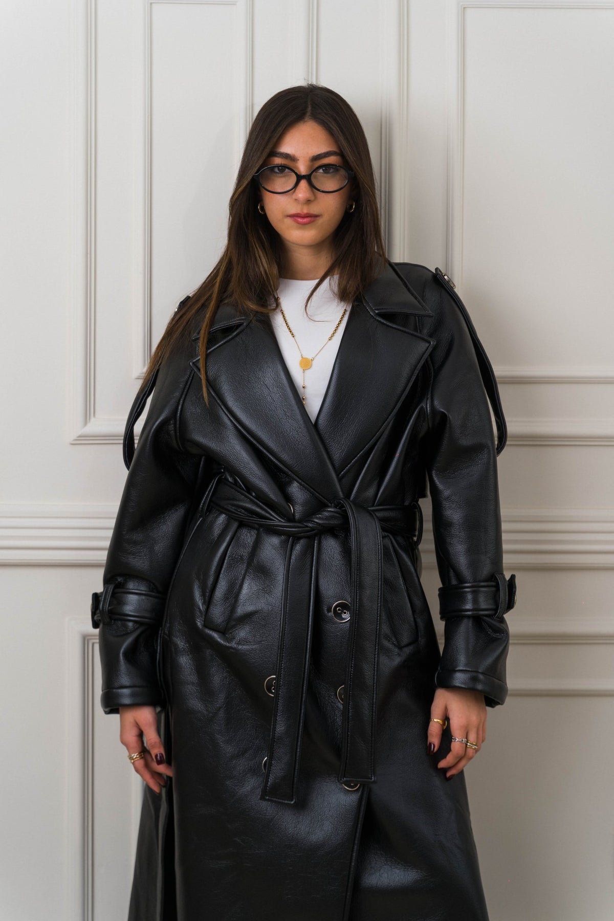 Auréne Leather Coat Black - Ornaty