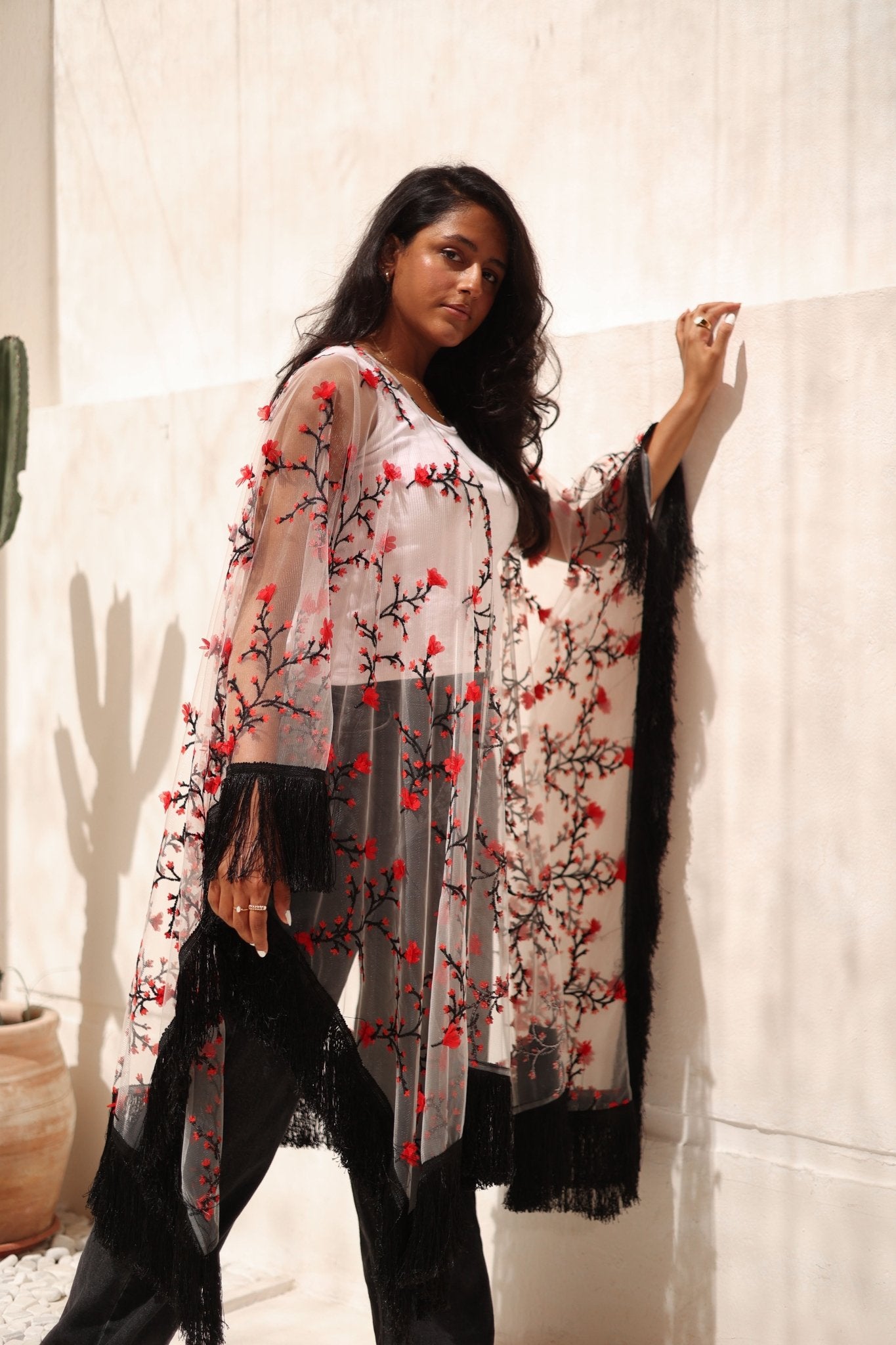 Embroidered Tulle Kimono - Ornaty