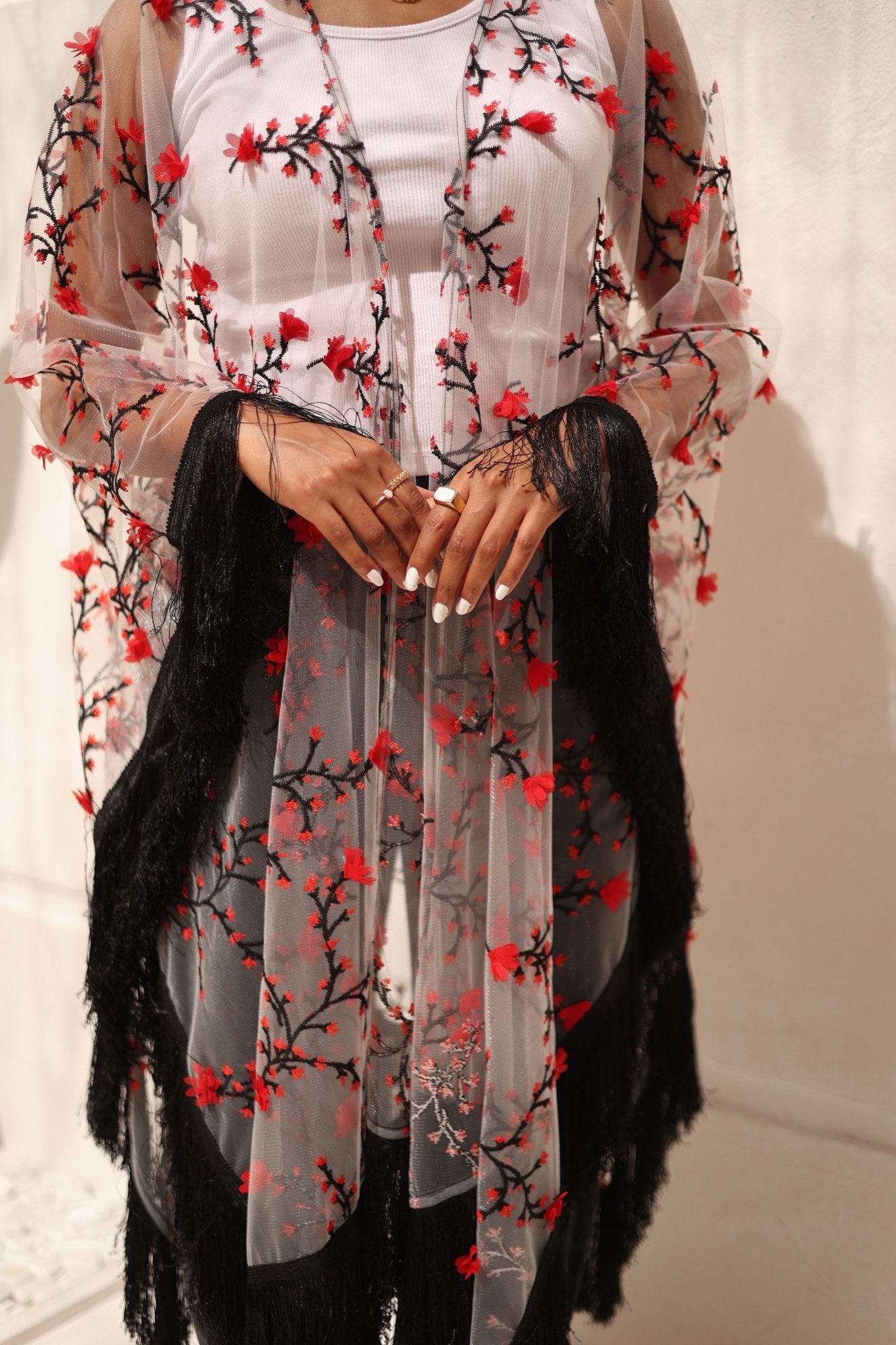 Embroidered Tulle Kimono - Ornaty