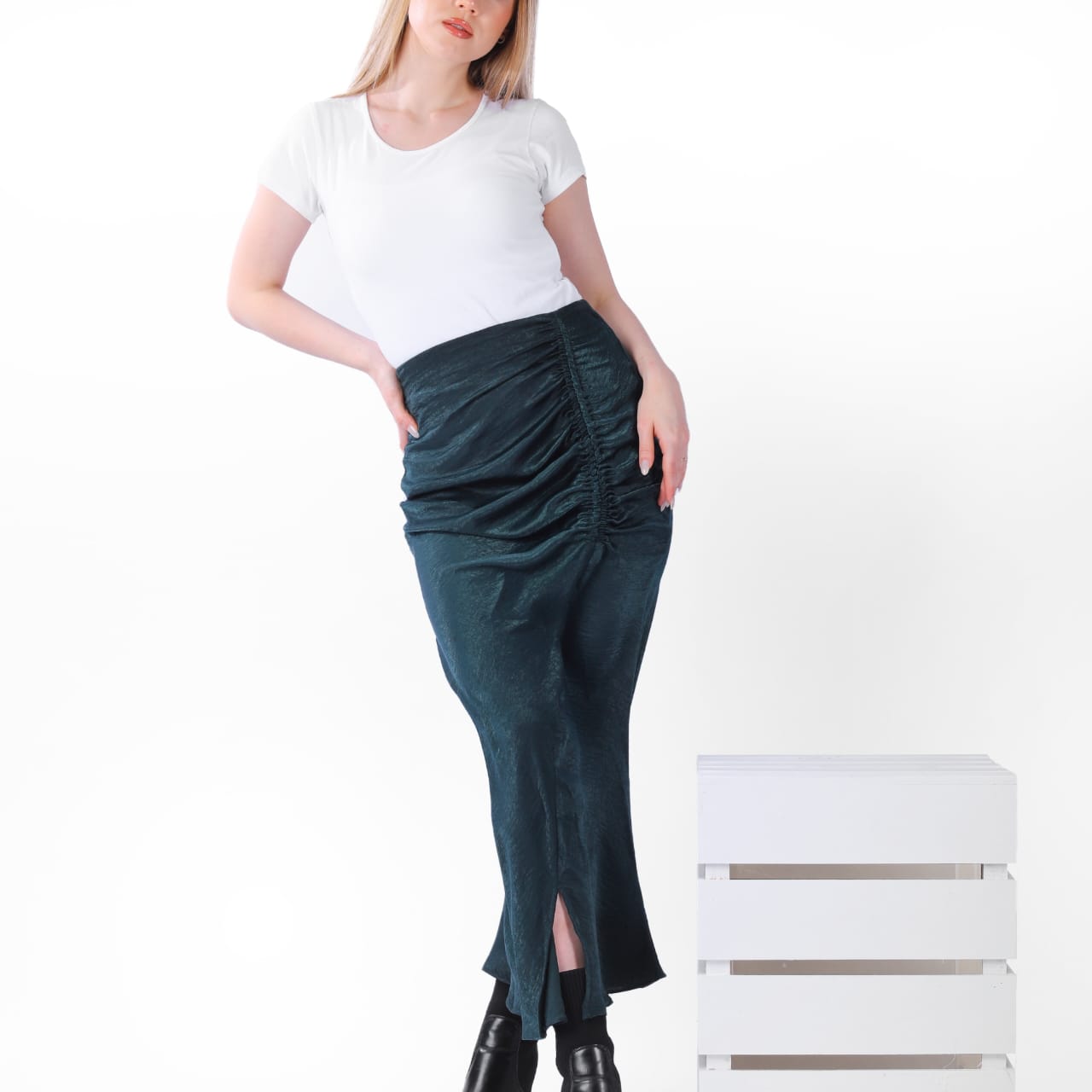Midnight Moss Satin Skirt - Ornaty
