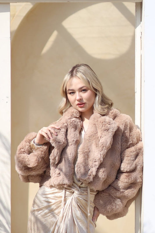 Serenité Fur Jacket Champagne Beige - Ornaty