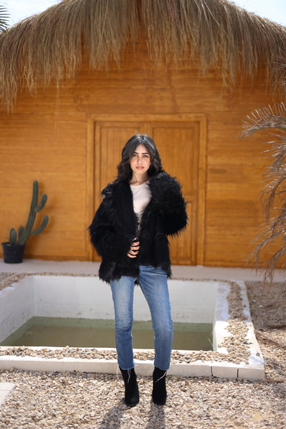Valencía Faux Fur Jacket – Black