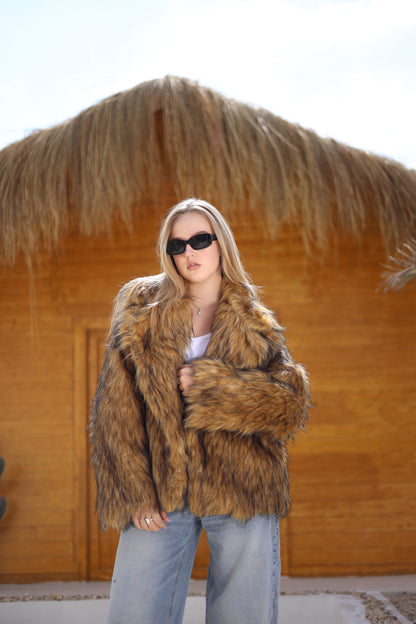 Valencía Faux Fur Jacket – Gold