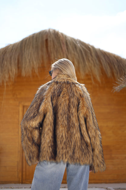Valencía Faux Fur Jacket – Gold