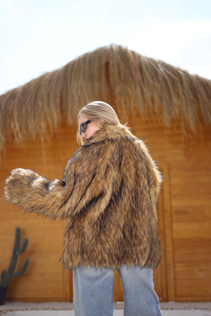Valencía Faux Fur Jacket – Gold