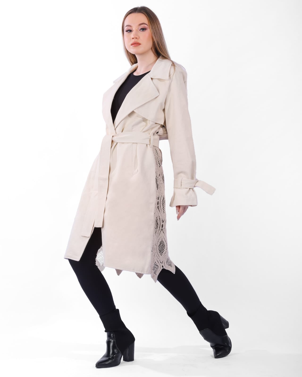 Alessé Gabardine Coat Beige - Ornaty