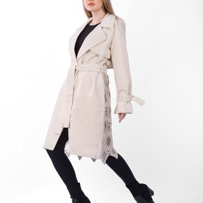 Alessé Gabardine Coat Beige - Ornaty