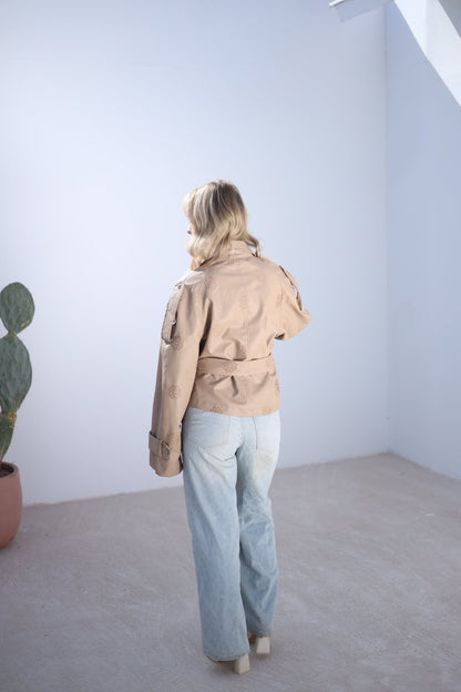 Amoréne Leather Jacket - Biege - Ornaty