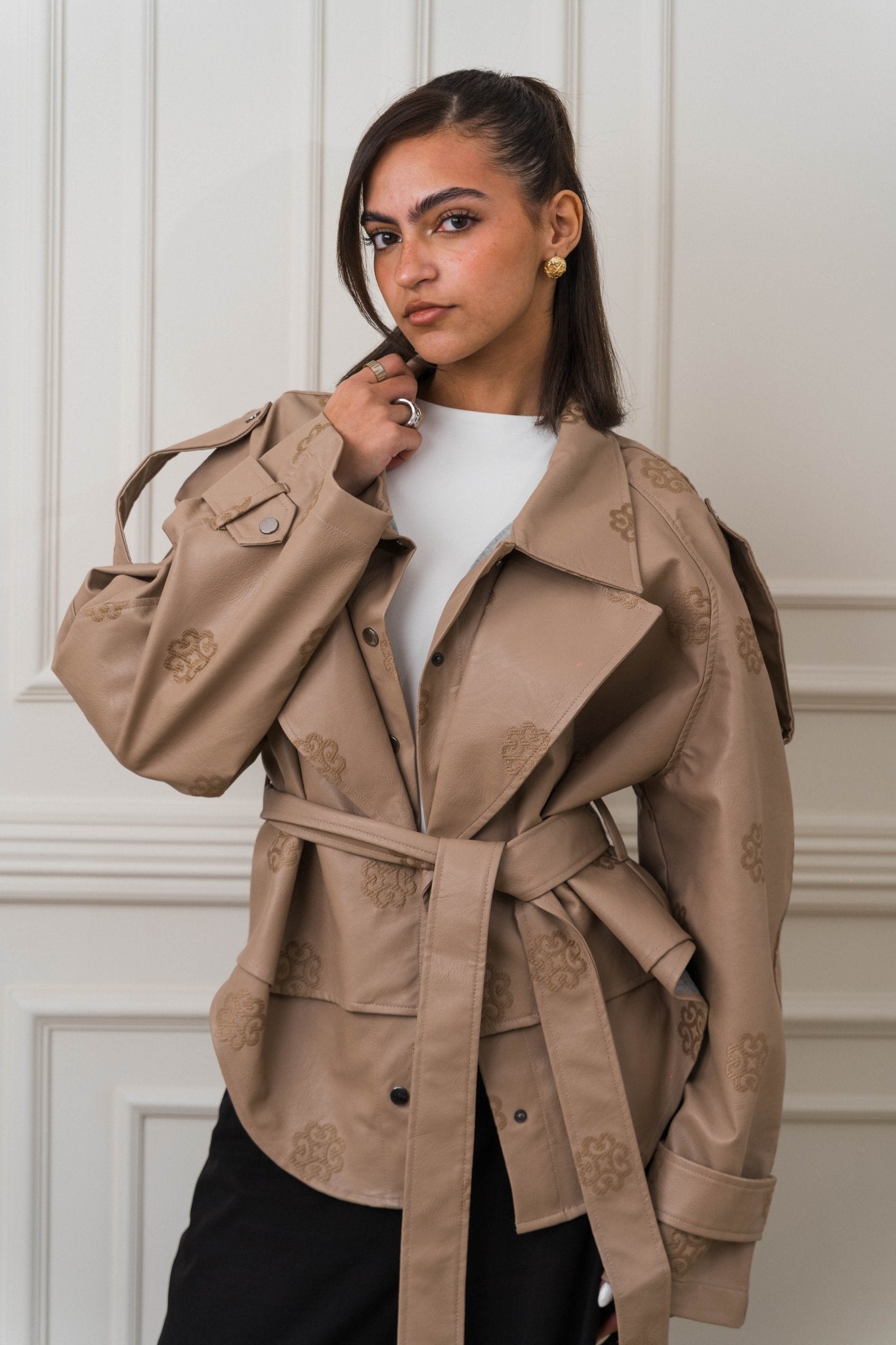 Amoréne Leather Jacket - Biege - Ornaty