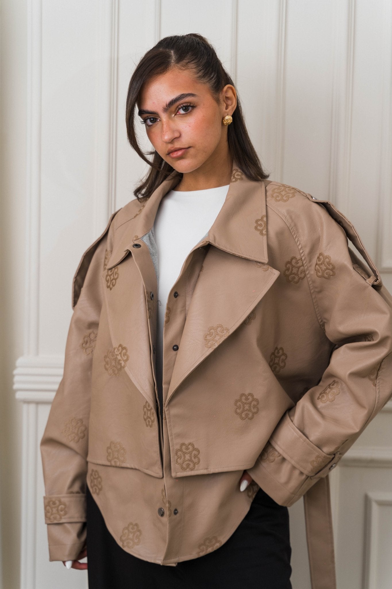 Amoréne Leather Jacket - Biege - Ornaty