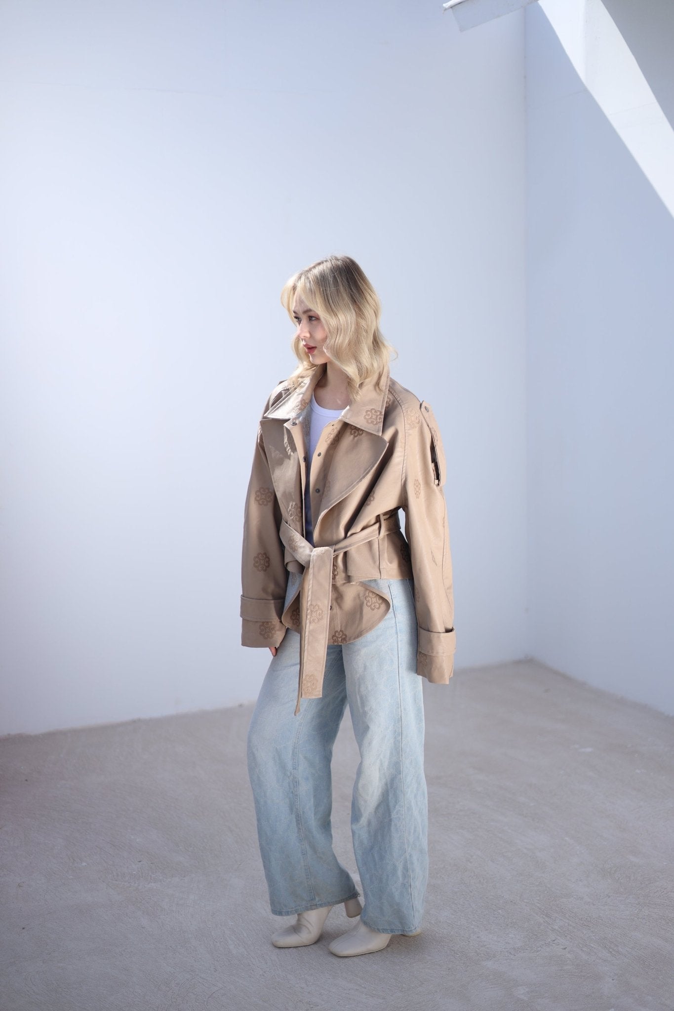 Amoréne Leather Jacket - Biege - Ornaty