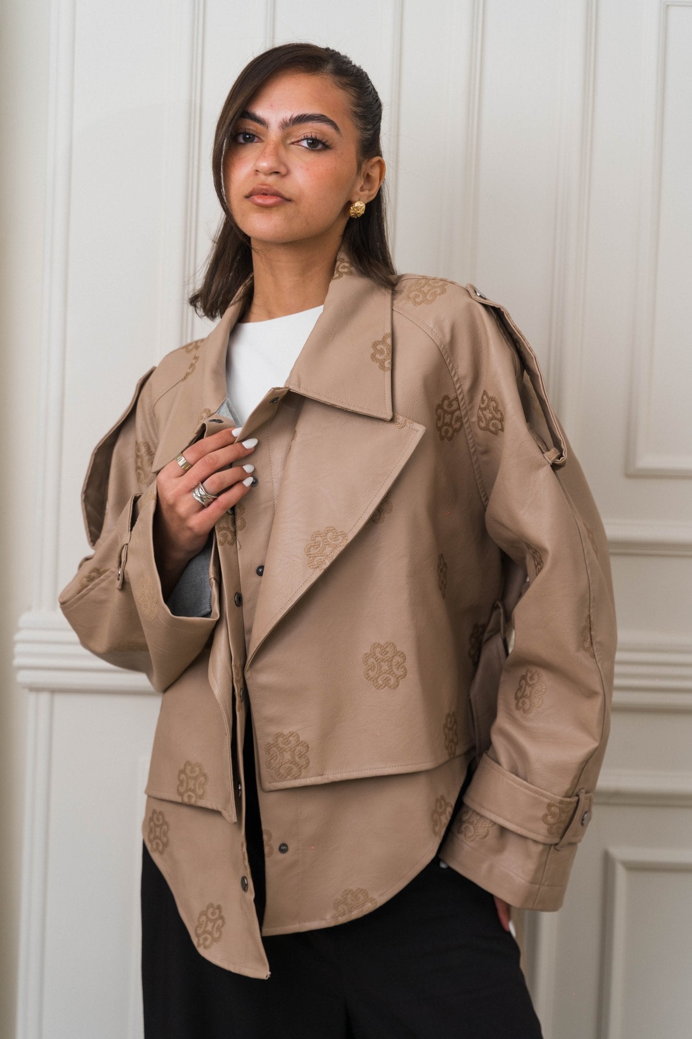 Amoréne Leather Jacket - Biege - Ornaty