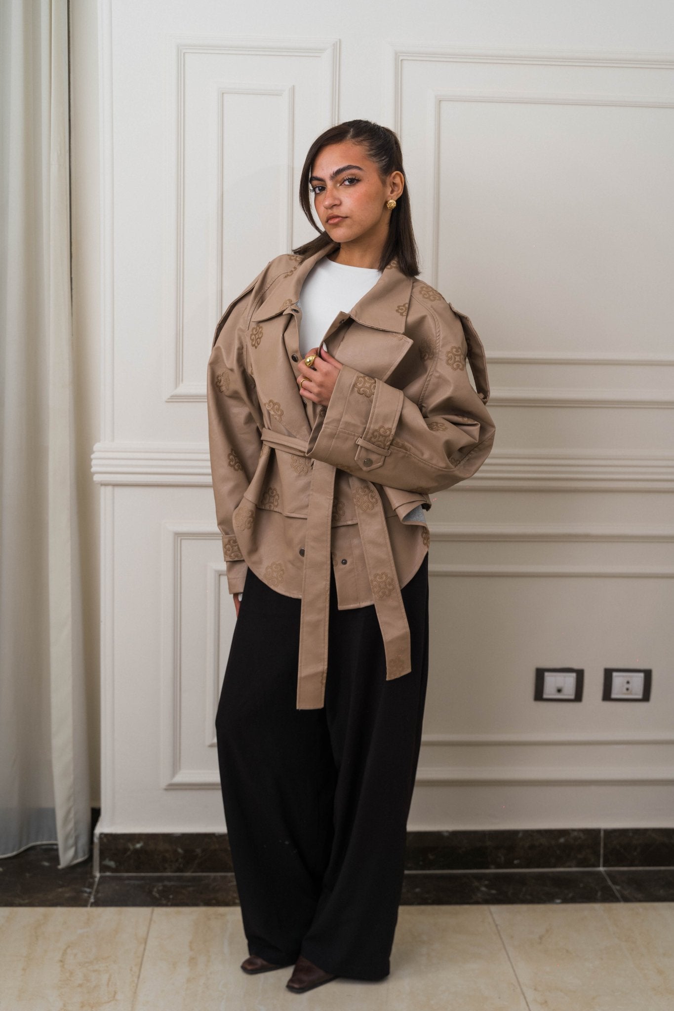 Amoréne Leather Jacket - Biege - Ornaty