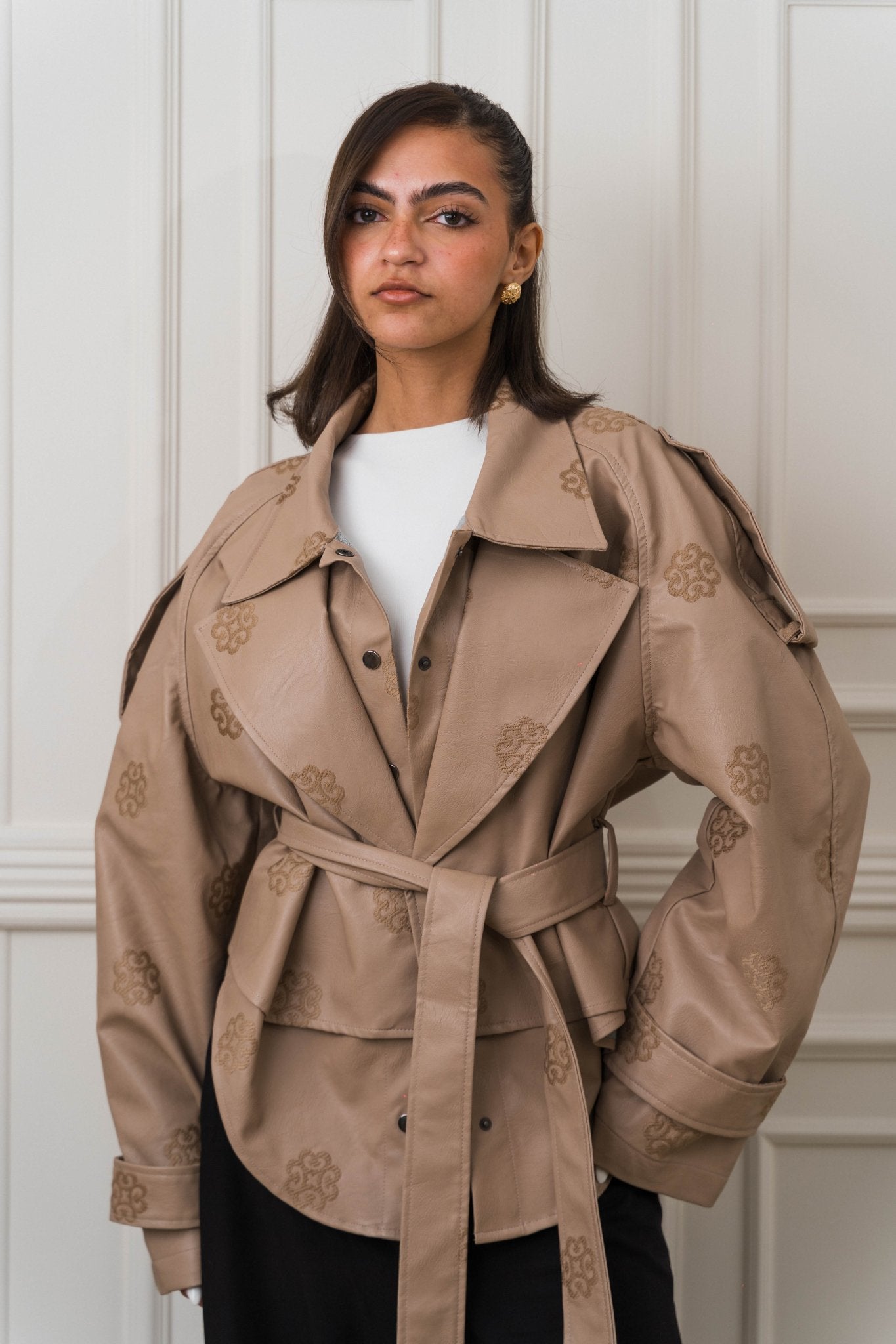 Amoréne Leather Jacket - Biege - Ornaty