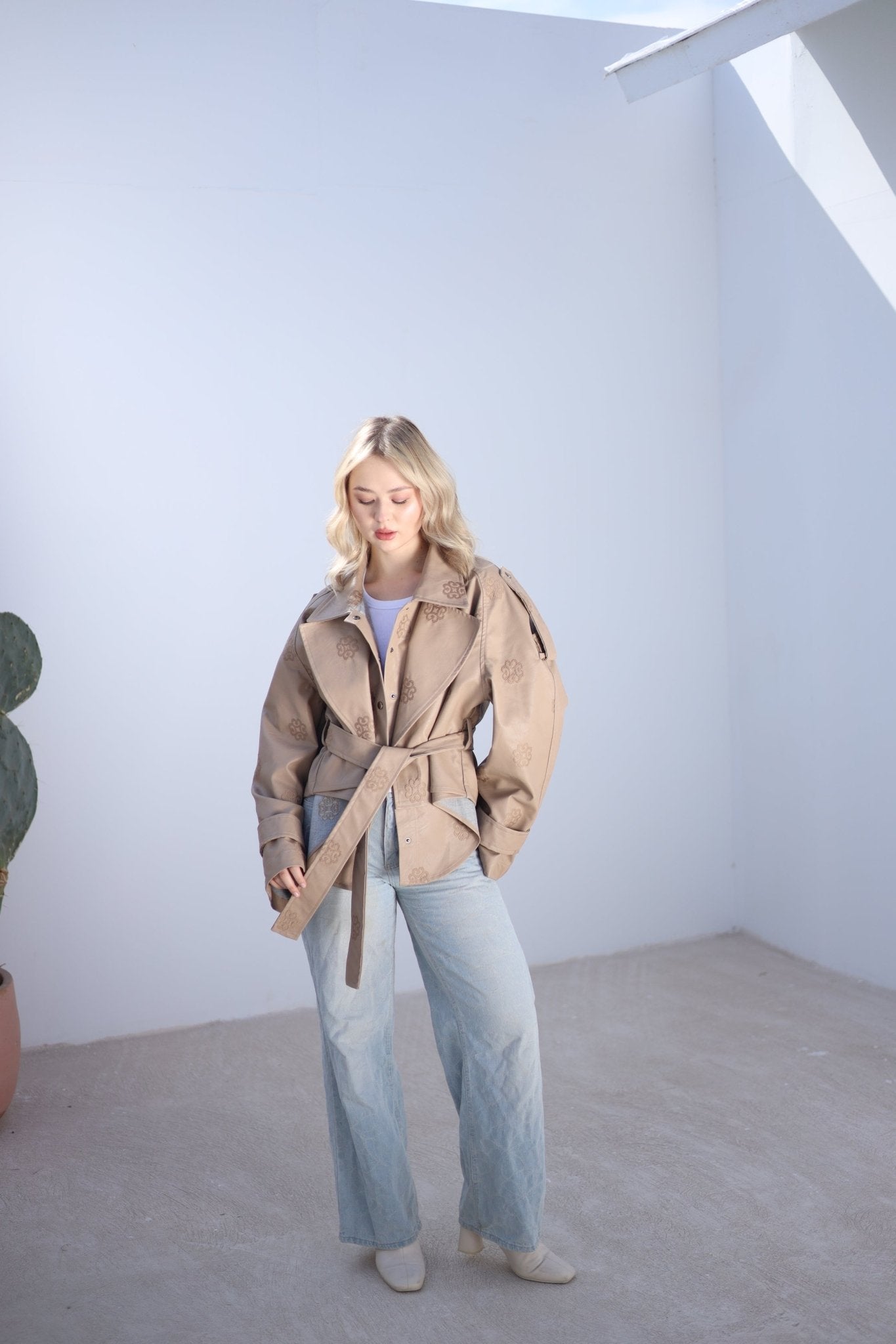 Amoréne Leather Jacket - Biege - Ornaty