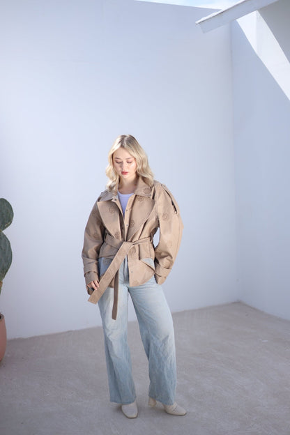 Amoréne Leather Jacket - Biege - Ornaty
