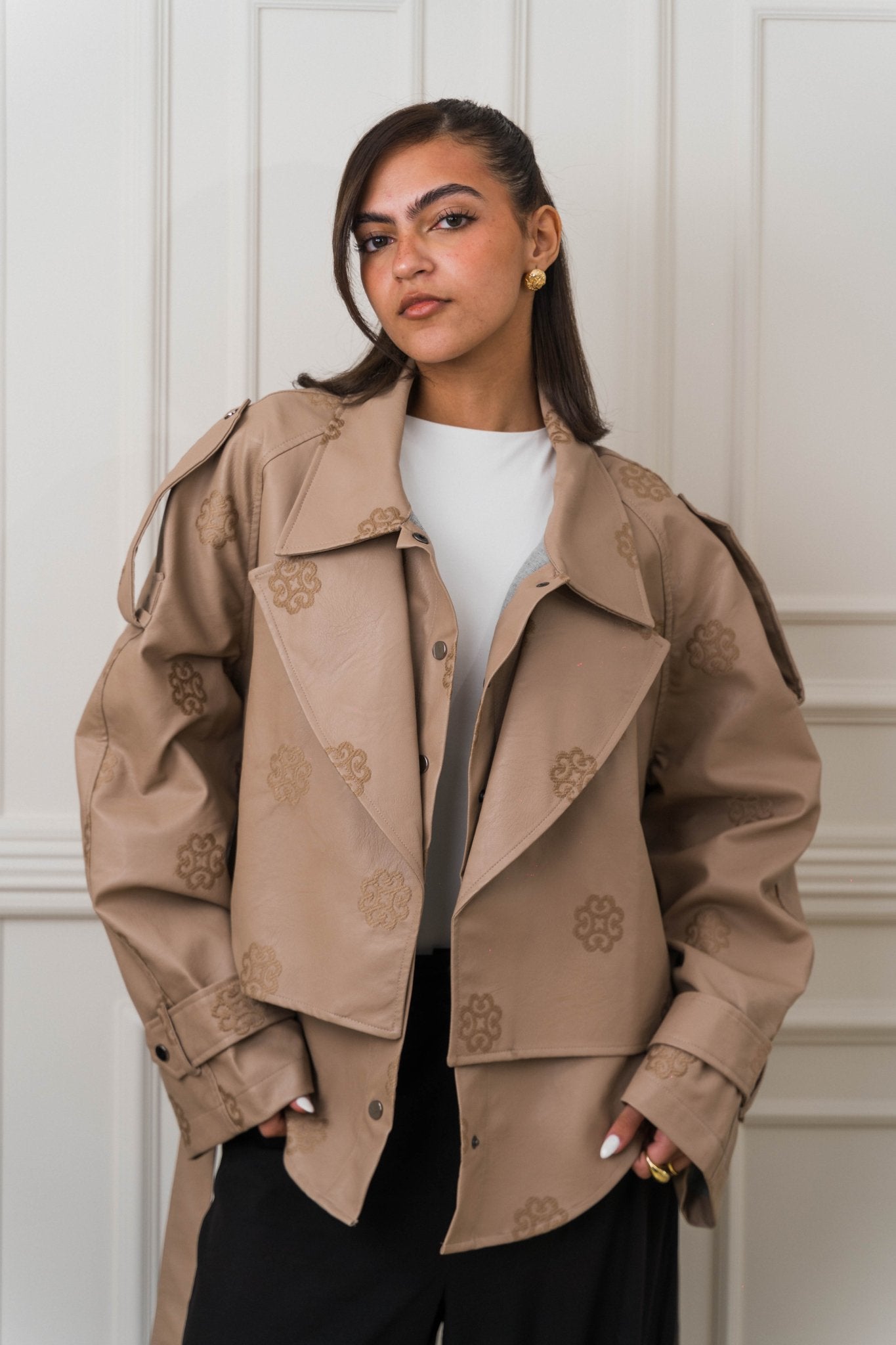 Amoréne Leather Jacket - Biege - Ornaty