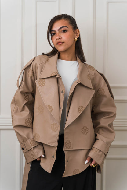 Amoréne Leather Jacket - Biege - Ornaty