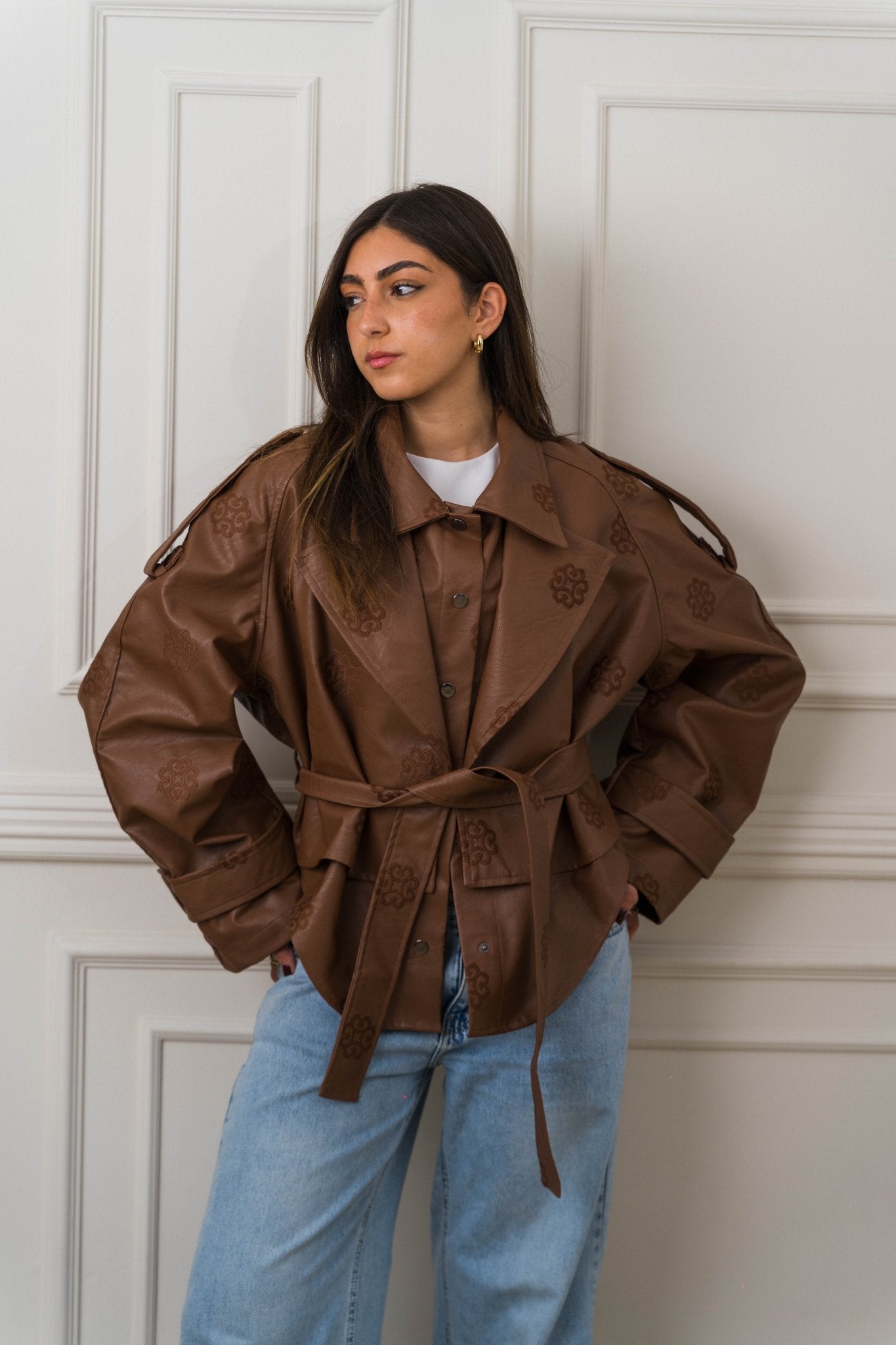 Amoréne Leather Jacket - Mocha Brown - Ornaty