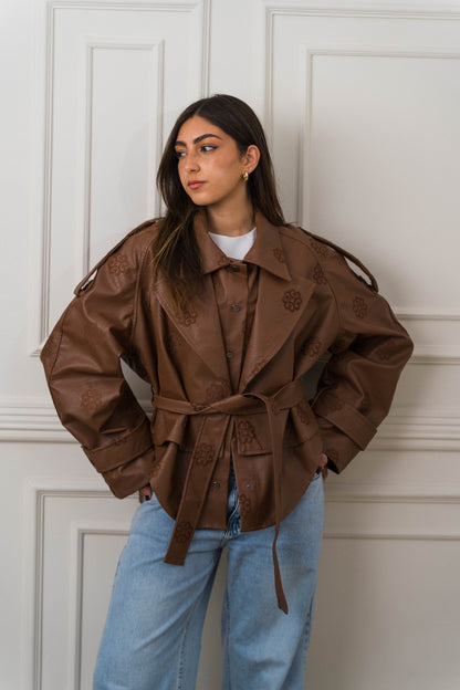 Amoréne Leather Jacket - Mocha Brown - Ornaty