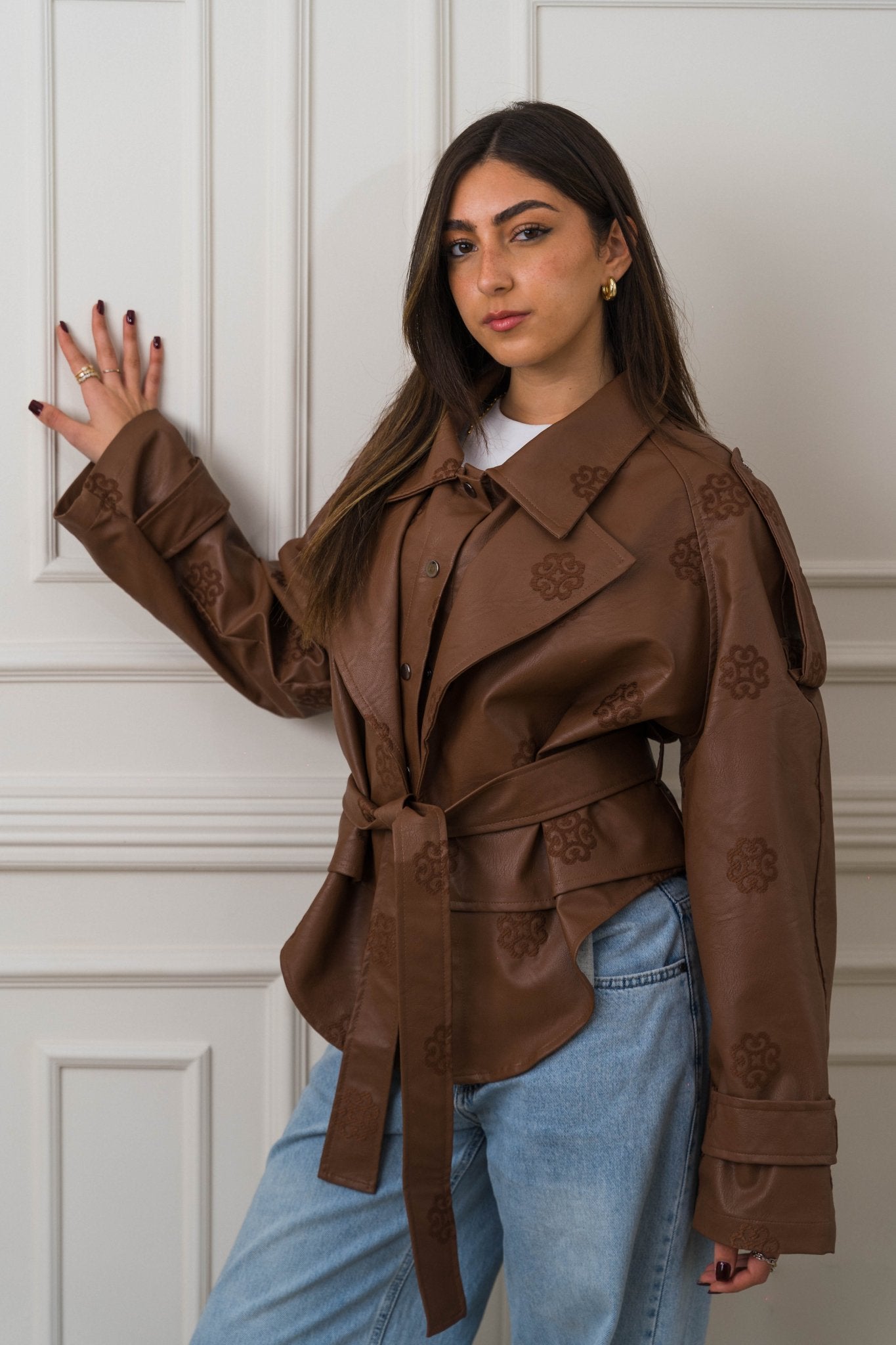 Amoréne Leather Jacket - Mocha Brown - Ornaty