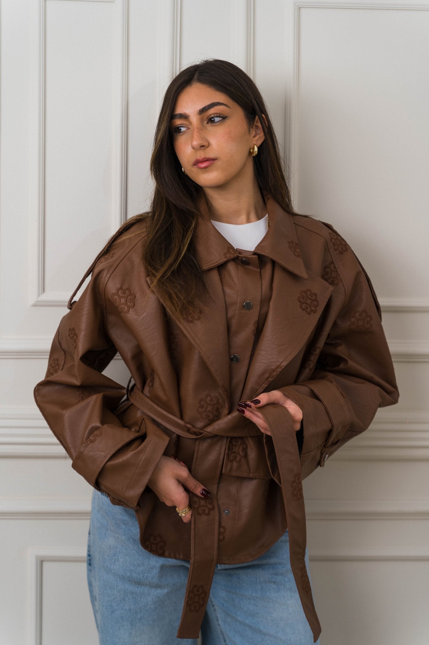 Amoréne Leather Jacket - Mocha Brown - Ornaty