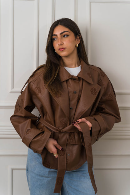 Amoréne Leather Jacket - Mocha Brown - Ornaty