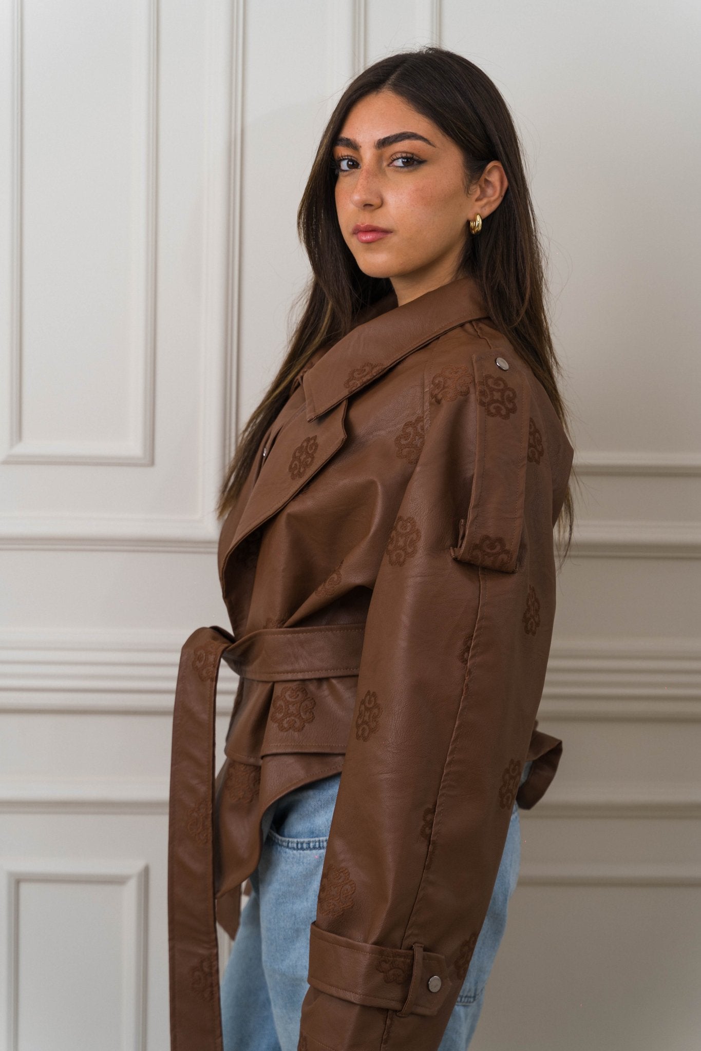 Amoréne Leather Jacket - Mocha Brown - Ornaty