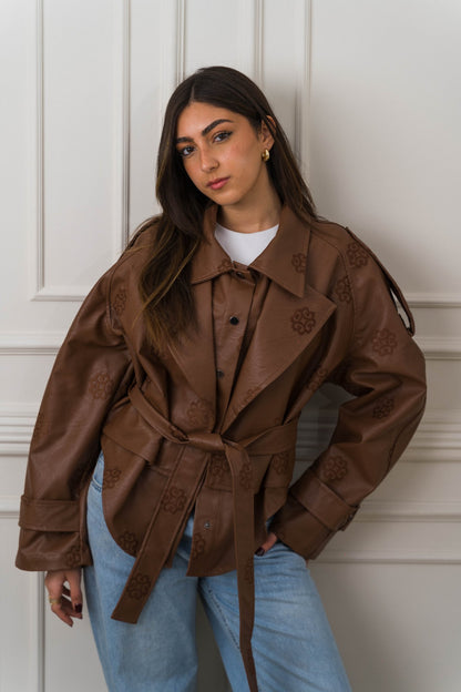 Amoréne Leather Jacket - Mocha Brown - Ornaty