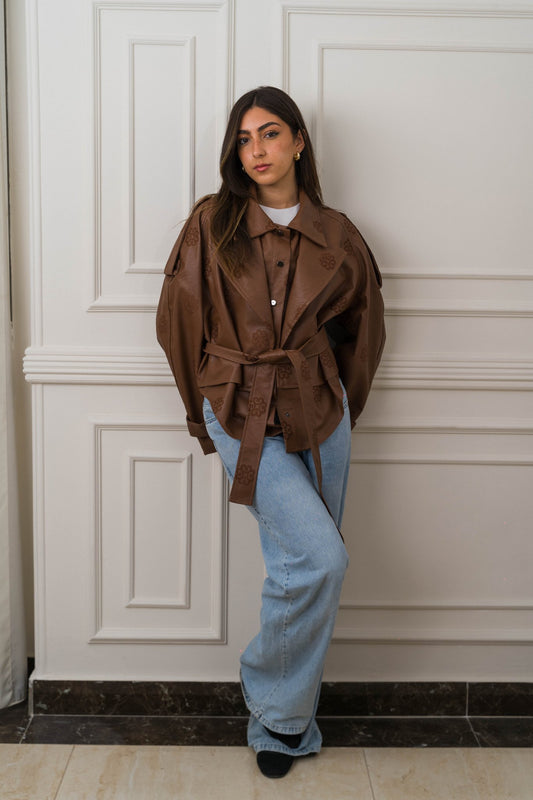 Amoréne Leather Jacket - Mocha Brown - Ornaty