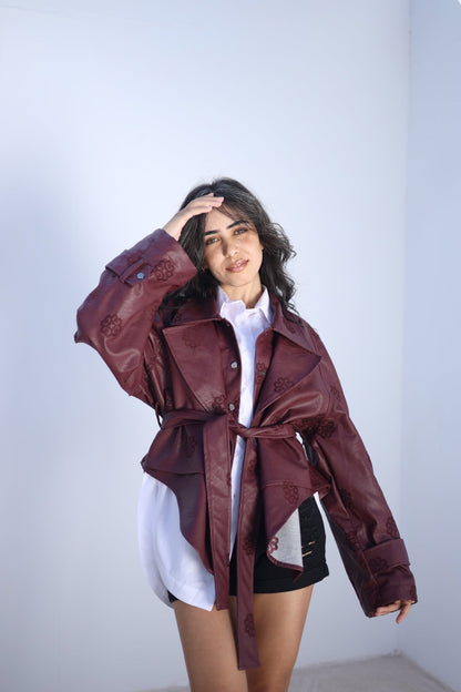 Amoréne Leather Jacket Plum Wine Mauve - Ornaty