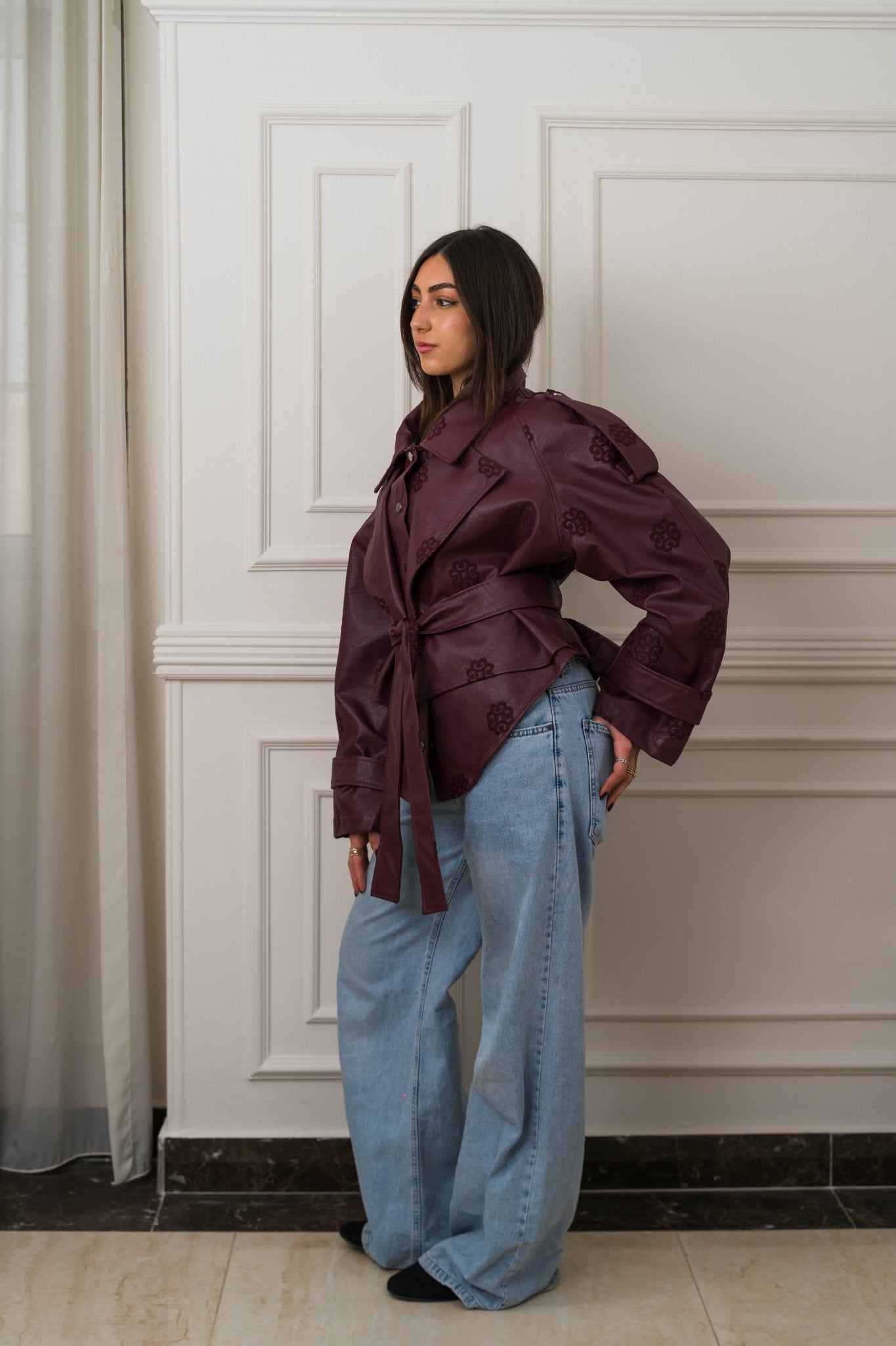 Amoréne Leather Jacket Plum Wine Mauve - Ornaty