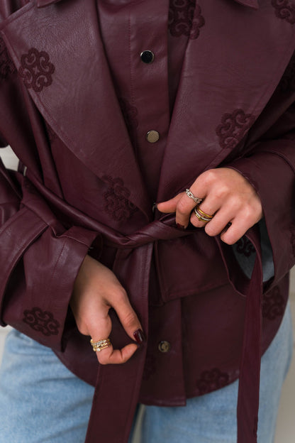 Amoréne Leather Jacket Plum Wine Mauve - Ornaty