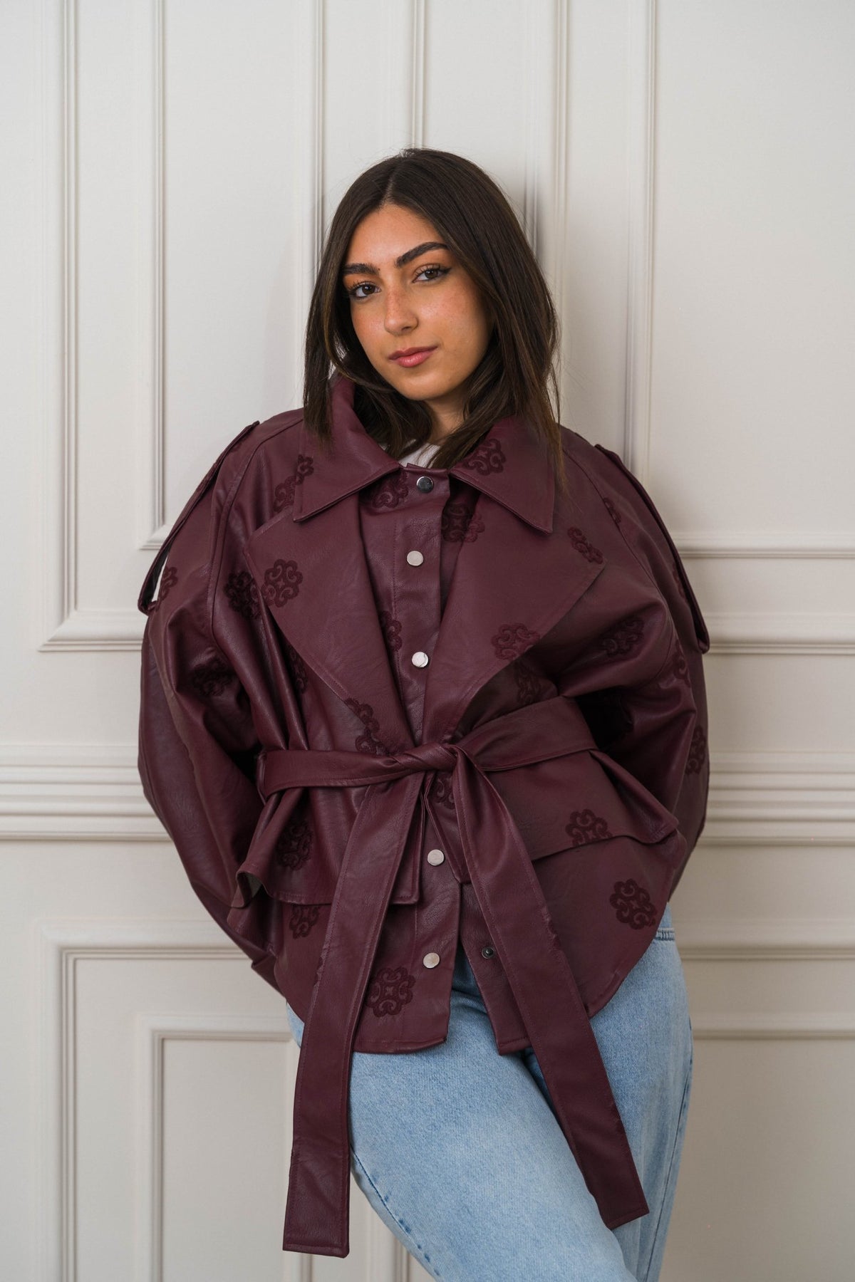 Amoréne Leather Jacket Plum Wine Mauve - Ornaty