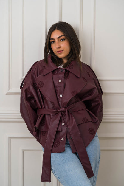 Amoréne Leather Jacket Plum Wine Mauve - Ornaty