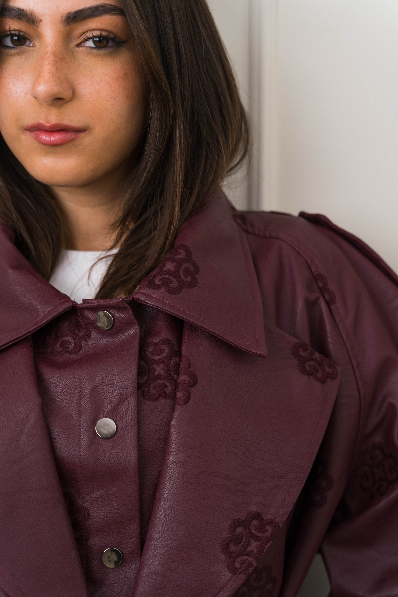 Amoréne Leather Jacket Plum Wine Mauve - Ornaty