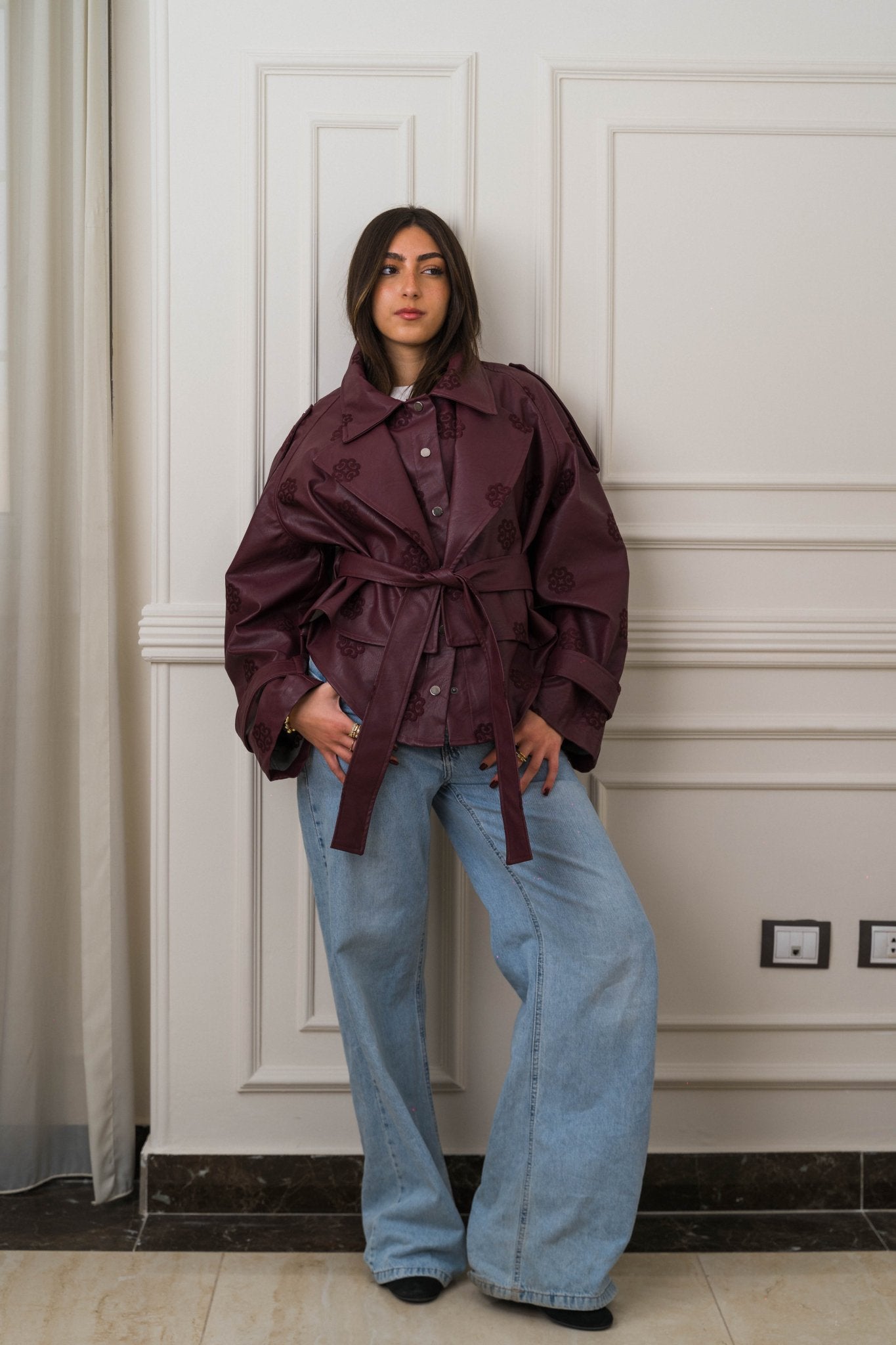 Amoréne Leather Jacket Plum Wine Mauve - Ornaty