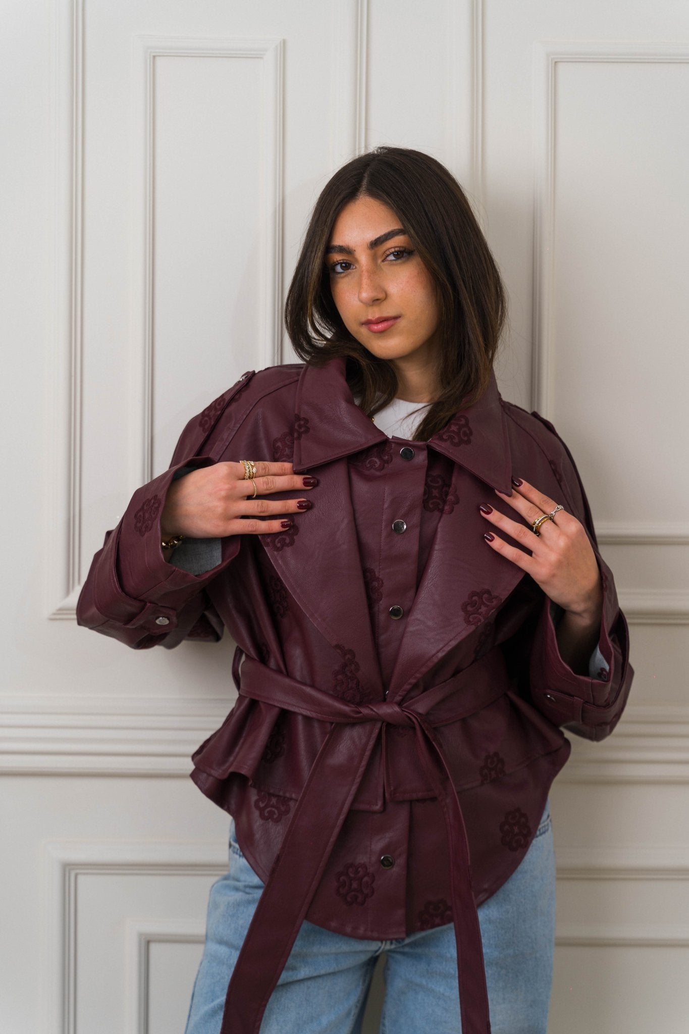 Amoréne Leather Jacket Plum Wine Mauve - Ornaty