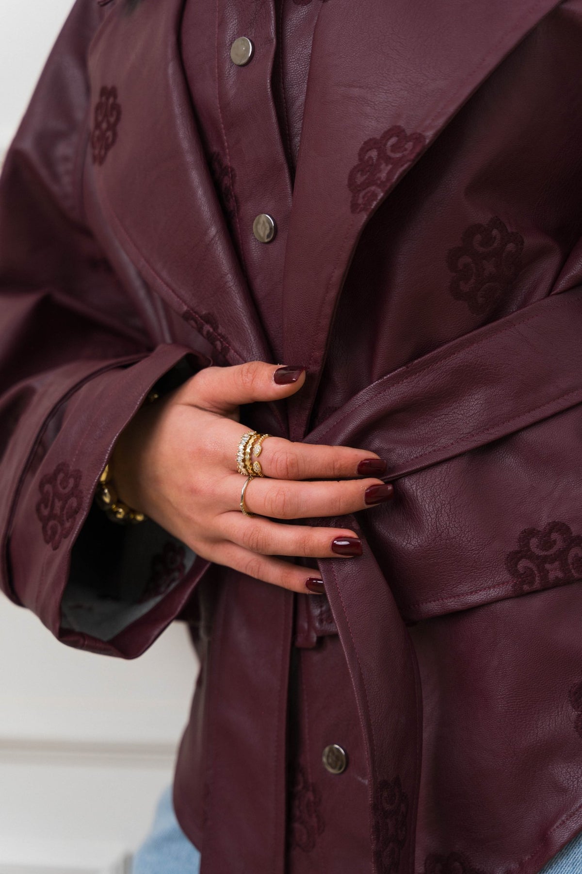 Amoréne Leather Jacket Plum Wine Mauve - Ornaty