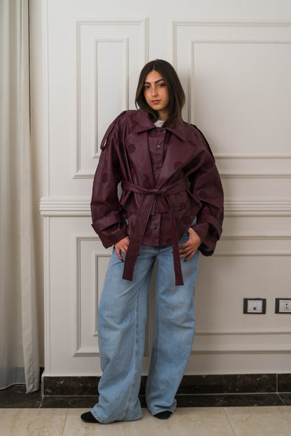 Amoréne Leather Jacket Plum Wine Mauve - Ornaty