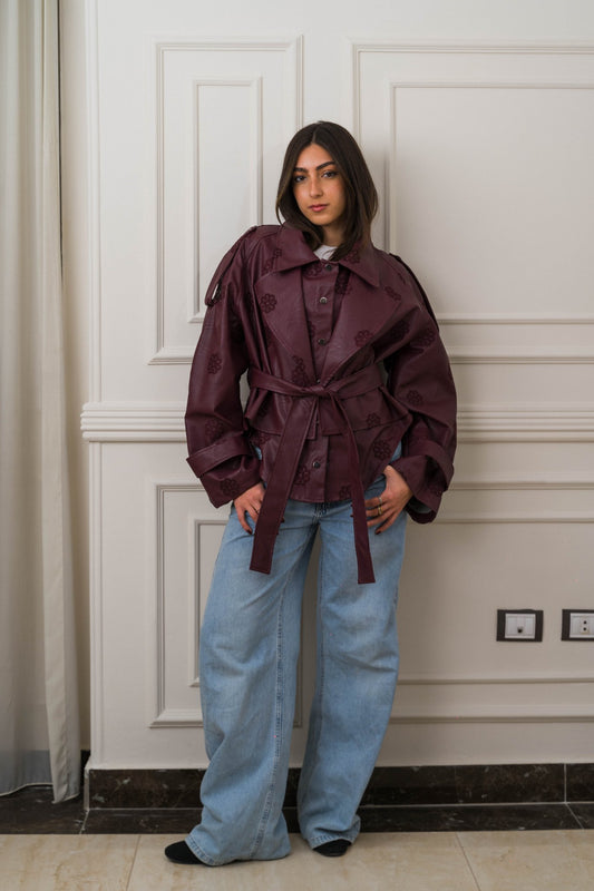 Amoréne Leather Jacket Plum Wine Mauve - Ornaty