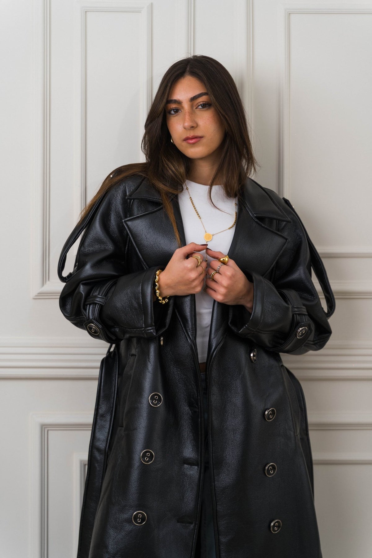 Auréne Leather Coat Black - Ornaty