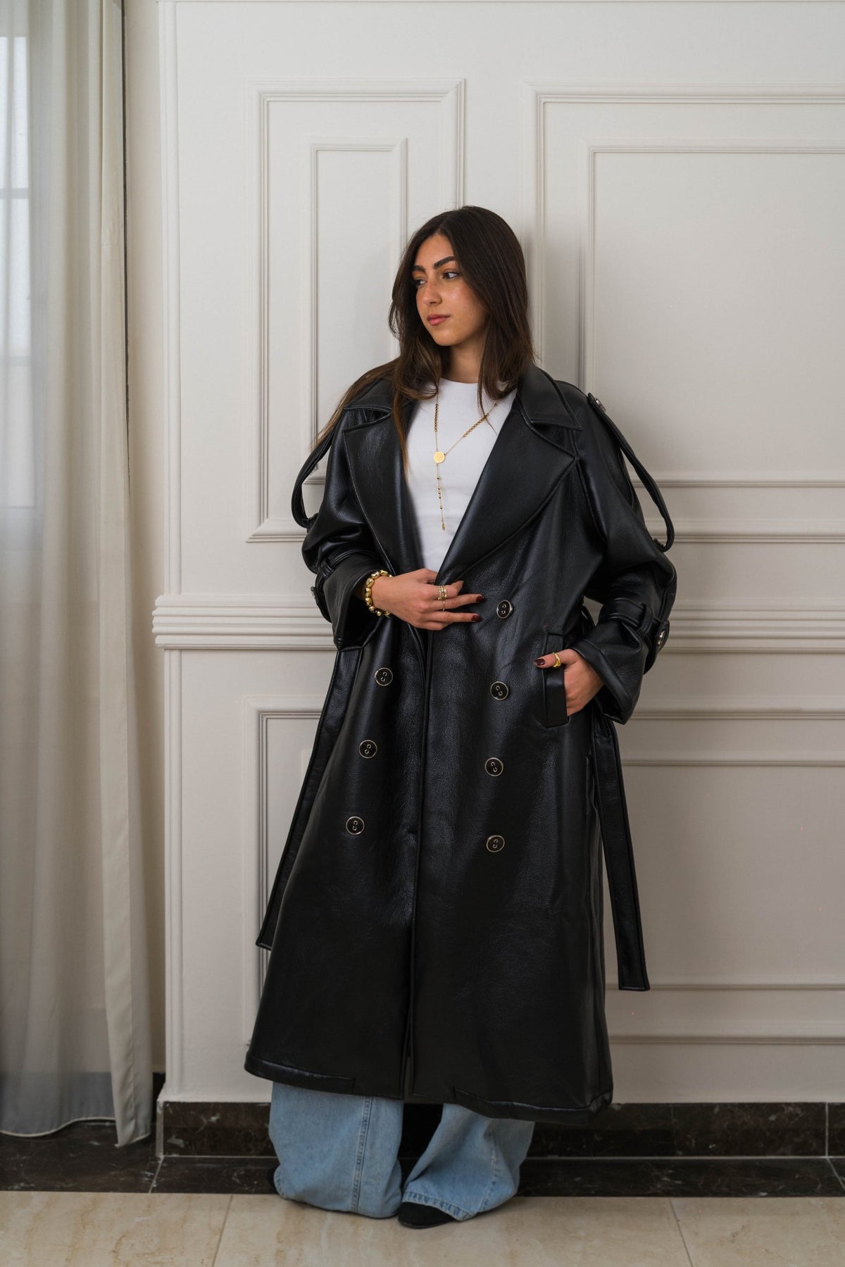 Auréne Leather Coat Black - Ornaty